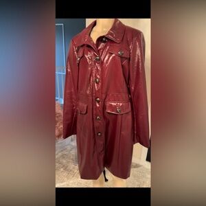 Karl Lagerfeld, faux leather wine colored jacket